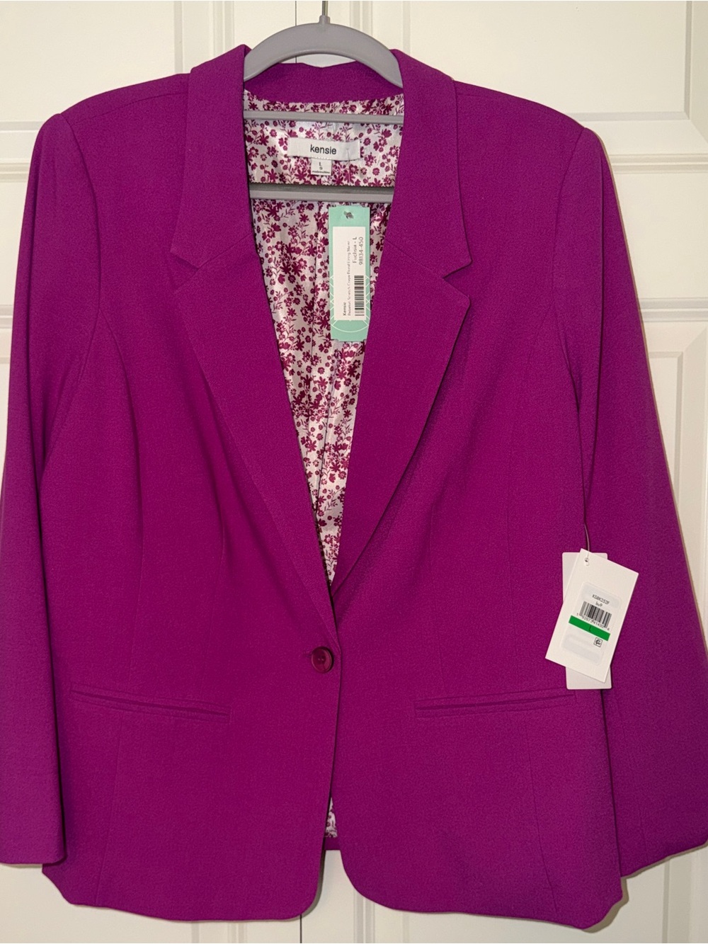 kensie Fuchsia Notch-Lapel Single-Button Blazer